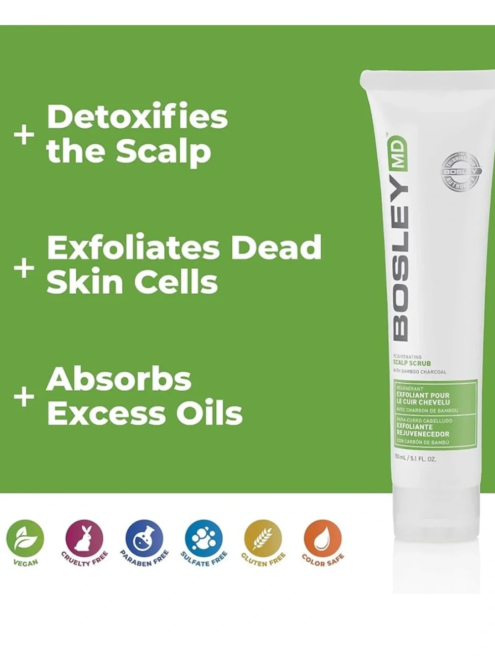 Bosley MD Rejuvenating Scalp Scrub with Bamboo Charcoal — NEW